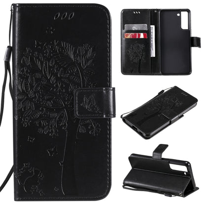 Tree & Cat Pattern Pressed Printing Horizontal Flip PU Leather Case with Holder & Card Slots & Wallet & Lanyard, For Xiaomi Redmi Note 10 4G, For Xiaomi Redmi Note 10 Pro, For Samsung Galaxy A32 4G, For Samsung Galaxy S21 FE, For Xiaomi Mi 11 Lite 5G  ...