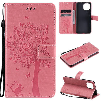 Tree & Cat Pattern Pressed Printing Horizontal Flip PU Leather Case with Holder & Card Slots & Wallet & Lanyard, For Xiaomi Redmi Note 10 4G, For Xiaomi Redmi Note 10 Pro, For Samsung Galaxy A32 4G, For Samsung Galaxy S21 FE, For Xiaomi Mi 11 Lite 5G  ...