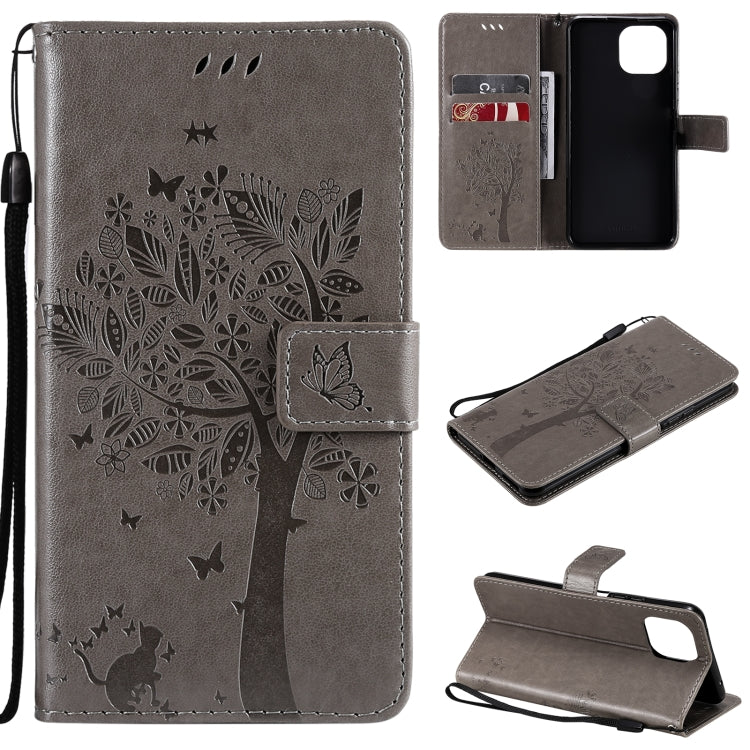 Tree & Cat Pattern Pressed Printing Horizontal Flip PU Leather Case with Holder & Card Slots & Wallet & Lanyard, For Xiaomi Redmi Note 10 4G, For Xiaomi Redmi Note 10 Pro, For Samsung Galaxy A32 4G, For Samsung Galaxy S21 FE, For Xiaomi Mi 11 Lite 5G  ...