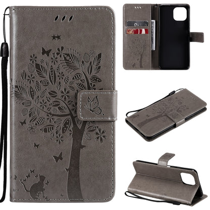 Tree & Cat Pattern Pressed Printing Horizontal Flip PU Leather Case with Holder & Card Slots & Wallet & Lanyard, For Xiaomi Redmi Note 10 4G, For Xiaomi Redmi Note 10 Pro, For Samsung Galaxy A32 4G, For Samsung Galaxy S21 FE, For Xiaomi Mi 11 Lite 5G  ...