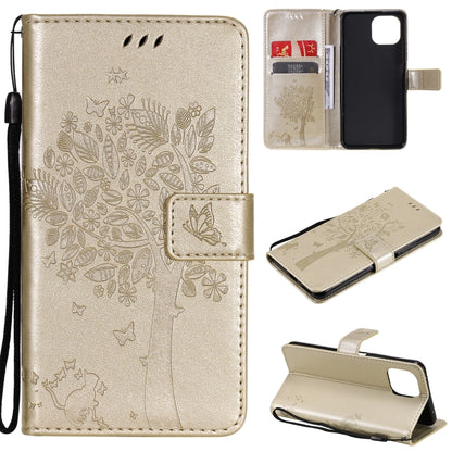 Tree & Cat Pattern Pressed Printing Horizontal Flip PU Leather Case with Holder & Card Slots & Wallet & Lanyard, For Xiaomi Redmi Note 10 4G, For Xiaomi Redmi Note 10 Pro, For Samsung Galaxy A32 4G, For Samsung Galaxy S21 FE, For Xiaomi Mi 11 Lite 5G  ...