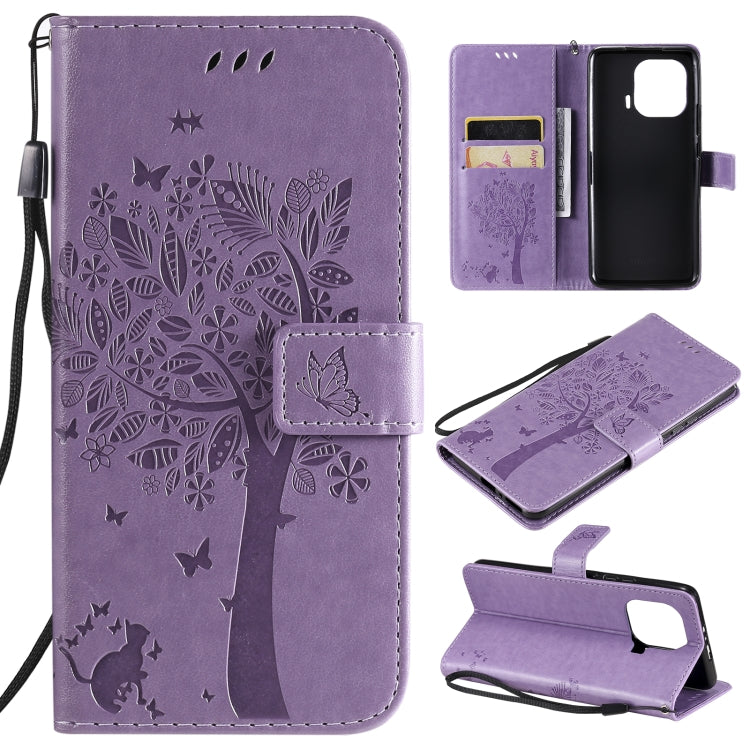 Tree & Cat Pattern Pressed Printing Horizontal Flip PU Leather Case with Holder & Card Slots & Wallet & Lanyard, For Xiaomi Redmi Note 10 4G, For Xiaomi Redmi Note 10 Pro, For Samsung Galaxy A32 4G, For Samsung Galaxy S21 FE, For Xiaomi Mi 11 Lite 5G  ...