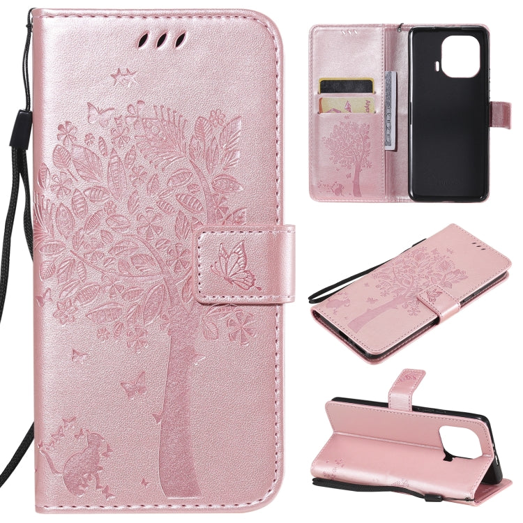 Tree & Cat Pattern Pressed Printing Horizontal Flip PU Leather Case with Holder & Card Slots & Wallet & Lanyard, For Xiaomi Redmi Note 10 4G, For Xiaomi Redmi Note 10 Pro, For Samsung Galaxy A32 4G, For Samsung Galaxy S21 FE, For Xiaomi Mi 11 Lite 5G  ...
