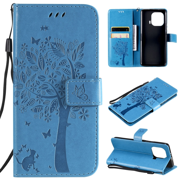 Tree & Cat Pattern Pressed Printing Horizontal Flip PU Leather Case with Holder & Card Slots & Wallet & Lanyard, For Xiaomi Redmi Note 10 4G, For Xiaomi Redmi Note 10 Pro, For Samsung Galaxy A32 4G, For Samsung Galaxy S21 FE, For Xiaomi Mi 11 Lite 5G  ...