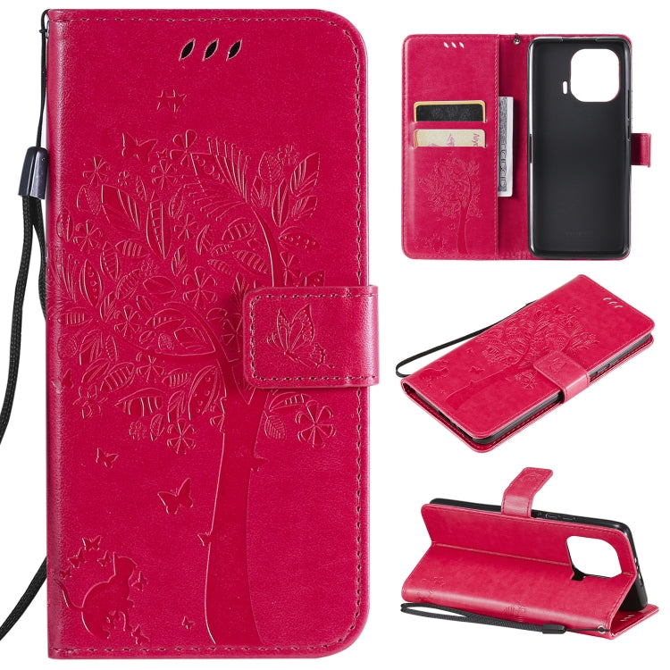 Tree & Cat Pattern Pressed Printing Horizontal Flip PU Leather Case with Holder & Card Slots & Wallet & Lanyard, For Xiaomi Redmi Note 10 4G, For Xiaomi Redmi Note 10 Pro, For Samsung Galaxy A32 4G, For Samsung Galaxy S21 FE, For Xiaomi Mi 11 Lite 5G  ...