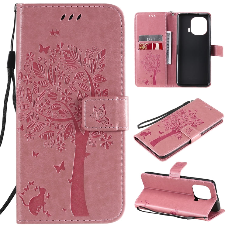 Tree & Cat Pattern Pressed Printing Horizontal Flip PU Leather Case with Holder & Card Slots & Wallet & Lanyard, For Xiaomi Redmi Note 10 4G, For Xiaomi Redmi Note 10 Pro, For Samsung Galaxy A32 4G, For Samsung Galaxy S21 FE, For Xiaomi Mi 11 Lite 5G  ...