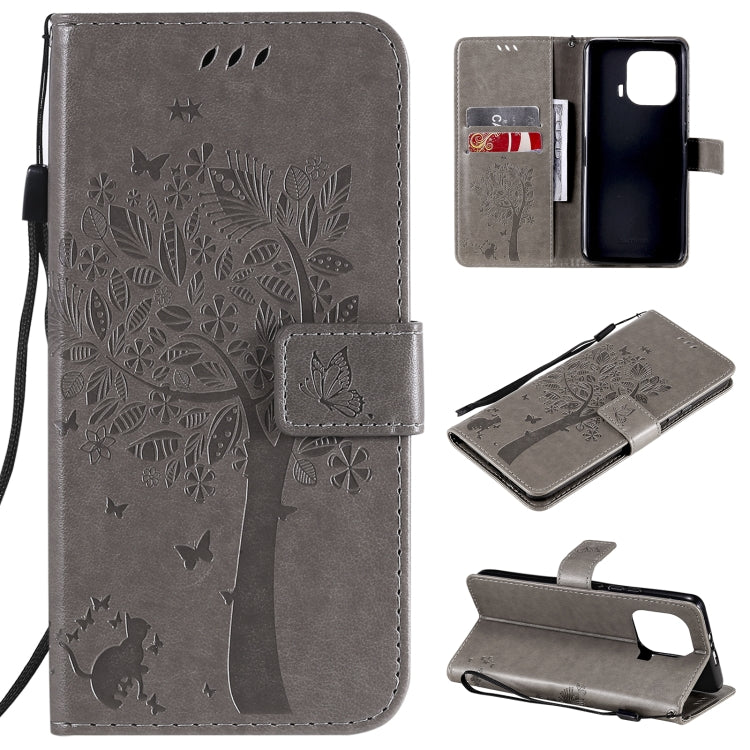Tree & Cat Pattern Pressed Printing Horizontal Flip PU Leather Case with Holder & Card Slots & Wallet & Lanyard, For Xiaomi Redmi Note 10 4G, For Xiaomi Redmi Note 10 Pro, For Samsung Galaxy A32 4G, For Samsung Galaxy S21 FE, For Xiaomi Mi 11 Lite 5G  ...