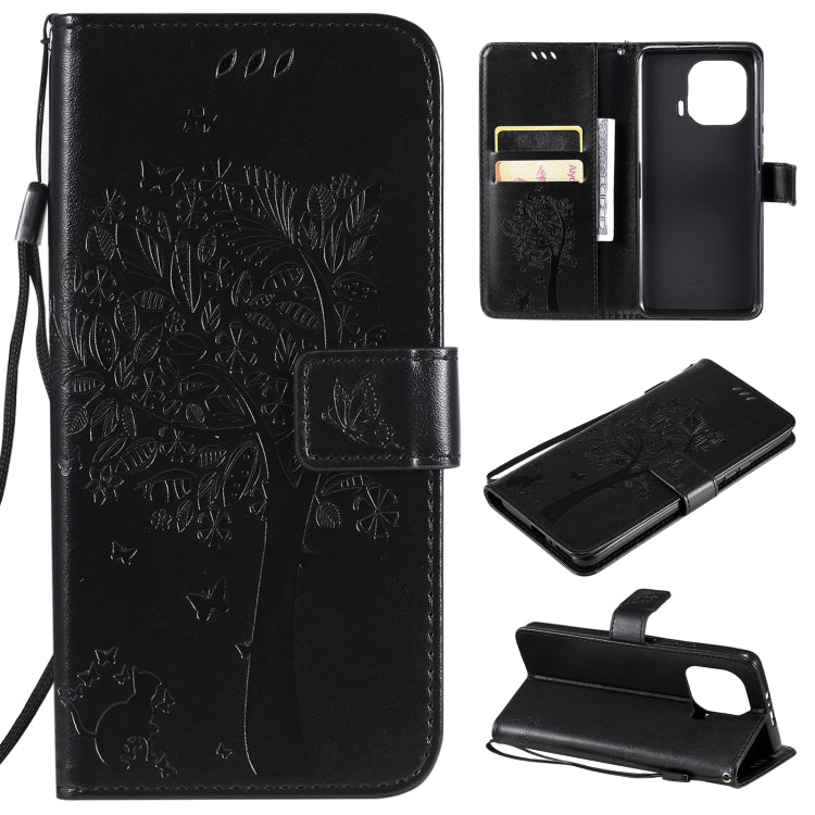 Tree & Cat Pattern Pressed Printing Horizontal Flip PU Leather Case with Holder & Card Slots & Wallet & Lanyard, For Xiaomi Redmi Note 10 4G, For Xiaomi Redmi Note 10 Pro, For Samsung Galaxy A32 4G, For Samsung Galaxy S21 FE, For Xiaomi Mi 11 Lite 5G  ...