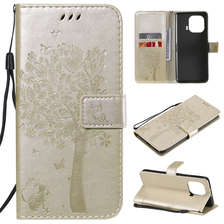 Tree & Cat Pattern Pressed Printing Horizontal Flip PU Leather Case with Holder & Card Slots & Wallet & Lanyard, For Xiaomi Redmi Note 10 4G, For Xiaomi Redmi Note 10 Pro, For Samsung Galaxy A32 4G, For Samsung Galaxy S21 FE, For Xiaomi Mi 11 Lite 5G  ...