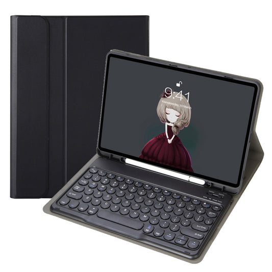 YA11B 2021 Detachable Lambskin Texture Round Keycap Bluetooth Keyboard Leather Case with Pen Slot & Stand, For iPad Pro 11 2021 / Air4 / Air5 / Pro 11
