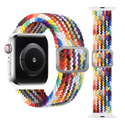 Buckle Braided Elastic Strap Watch Band For Apple Watch Series 9&8&7 41mm / SE 3&SE 2&6&SE&5&4 40mm / 3&2&1 38mm(Rainbow Color), For Apple Watch Series 8&7 41mm / SE 2&6&SE&5&4 40mm / 3&2&1 38mm                                                          ...