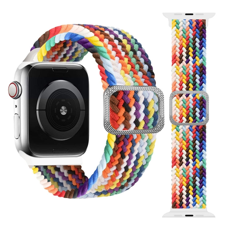 Buckle Braided Elastic Strap Watch Band For Apple Watch Series 9&8&7 41mm / SE 3&SE 2&6&SE&5&4 40mm / 3&2&1 38mm(Rainbow Color), For Apple Watch Ultra 49mm / Series 8&7 45mm / SE 2&6&SE&5&4 44mm / 3&2&1 42mm���������������������������������������������...