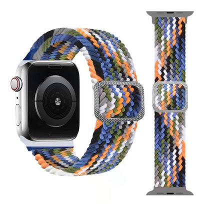 Buckle Braided Elastic Strap Watch Band For Apple Watch Series 9&8&7 41mm / SE 3&SE 2&6&SE&5&4 40mm / 3&2&1 38mm(Rainbow Color), For Apple Watch Ultra 49mm / Series 8&7 45mm / SE 2&6&SE&5&4 44mm / 3&2&1 42mm                                             ...