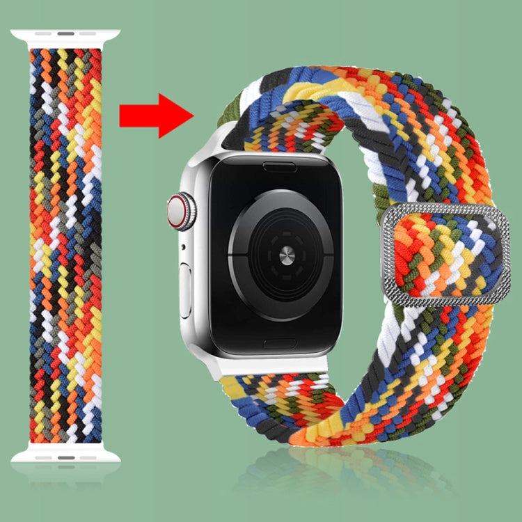Buckle Braided Elastic Strap Watch Band For Apple Watch Series 9&8&7 41mm / SE 3&SE 2&6&SE&5&4 40mm / 3&2&1 38mm(Rainbow Color), For Apple Watch Series 8&7 41mm / SE 2&6&SE&5&4 40mm / 3&2&1 38mm                                                          ...