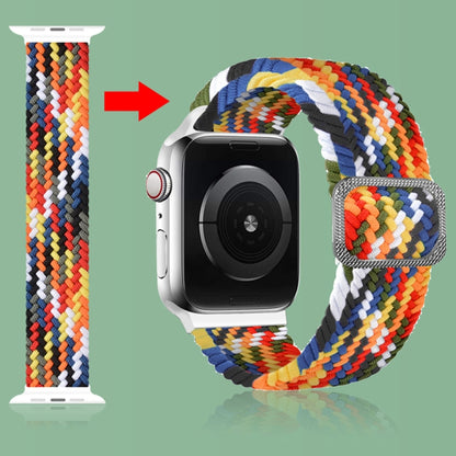Buckle Braided Elastic Strap Watch Band For Apple Watch Series 9&8&7 41mm / SE 3&SE 2&6&SE&5&4 40mm / 3&2&1 38mm(Rainbow Color), For Apple Watch Series 8&7 41mm / SE 2&6&SE&5&4 40mm / 3&2&1 38mm                                                          ...