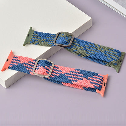 Buckle Braided Elastic Strap Watch Band For Apple Watch Series 9&8&7 41mm / SE 3&SE 2&6&SE&5&4 40mm / 3&2&1 38mm(Rainbow Color), For Apple Watch Series 8&7 41mm / SE 2&6&SE&5&4 40mm / 3&2&1 38mm                                                          ...