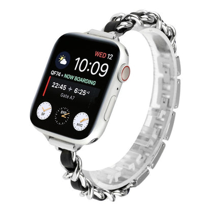 Small Waist Seven Beads Stainless Steel Strap Watchband For Apple Watch Series 6 & SE &, For Apple Watch Ultra 49mm / Series 8&7 45mm / SE 2&6&SE&5&4 44mm / 3&2&1 42mm, For Apple Watch Series 8&7 41mm / SE 2&6&SE&5&4 40mm / 3&2&1 38mm������������������...