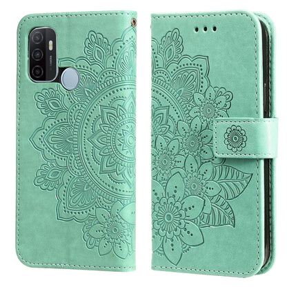 7-petal Flowers Embossing Pattern Horizontal Flip PU Leather Case with Holder & Card Slots & Wallet & Photo Frame, For OPPO A7 / A5s, For OPPO A9 2020 / A5 2020, For OPPO A15 / A15s, For OPPO A52 / A72 4G / A92, For OPPO A53 / A33 / A32, For OPPO A54 4...