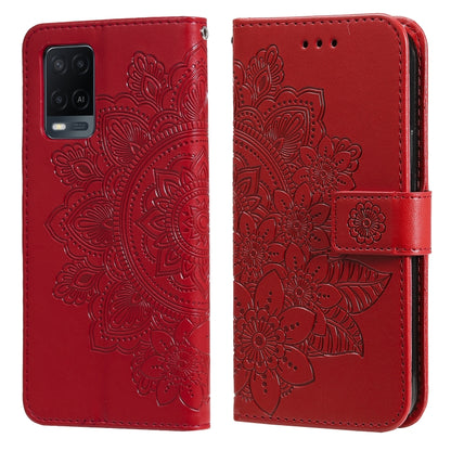 7-petal Flowers Embossing Pattern Horizontal Flip PU Leather Case with Holder & Card Slots & Wallet & Photo Frame, For OPPO A7 / A5s, For OPPO A9 2020 / A5 2020, For OPPO A15 / A15s, For OPPO A52 / A72 4G / A92, For OPPO A53 / A33 / A32, For OPPO A54 4...