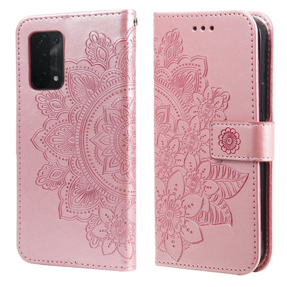 7-petal Flowers Embossing Pattern Horizontal Flip PU Leather Case with Holder & Card Slots & Wallet & Photo Frame, For OPPO A7 / A5s, For OPPO A9 2020 / A5 2020, For OPPO A15 / A15s, For OPPO A52 / A72 4G / A92, For OPPO A53 / A33 / A32, For OPPO A54 4...