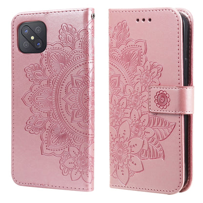 7-petal Flowers Embossing Pattern Horizontal Flip PU Leather Case with Holder & Card Slots & Wallet & Photo Frame, For OPPO A7 / A5s, For OPPO A9 2020 / A5 2020, For OPPO A15 / A15s, For OPPO A52 / A72 4G / A92, For OPPO A53 / A33 / A32, For OPPO A54 4...