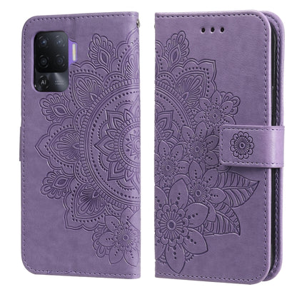 7-petal Flowers Embossing Pattern Horizontal Flip PU Leather Case with Holder & Card Slots & Wallet & Photo Frame, For OPPO A7 / A5s, For OPPO A9 2020 / A5 2020, For OPPO A15 / A15s, For OPPO A52 / A72 4G / A92, For OPPO A53 / A33 / A32, For OPPO A54 4...