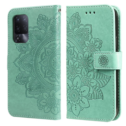 7-petal Flowers Embossing Pattern Horizontal Flip PU Leather Case with Holder & Card Slots & Wallet & Photo Frame, For OPPO A7 / A5s, For OPPO A9 2020 / A5 2020, For OPPO A15 / A15s, For OPPO A52 / A72 4G / A92, For OPPO A53 / A33 / A32, For OPPO A54 4...