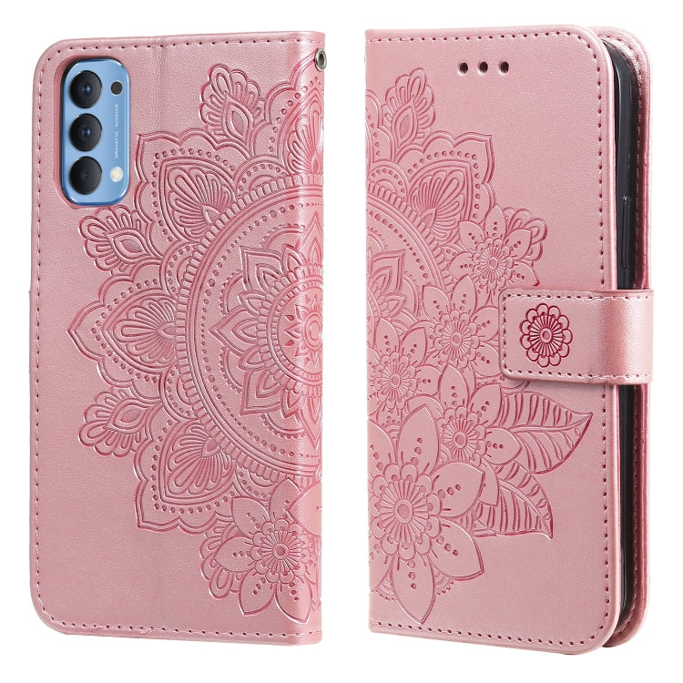 7-petal Flowers Embossing Pattern Horizontal Flip PU Leather Case with Holder & Card Slots & Wallet & Photo Frame, For OPPO A7 / A5s, For OPPO A9 2020 / A5 2020, For OPPO A15 / A15s, For OPPO A52 / A72 4G / A92, For OPPO A53 / A33 / A32, For OPPO A54 4...