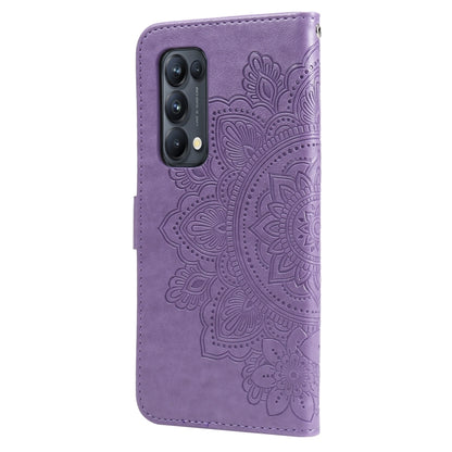7-petal Flowers Embossing Pattern Horizontal Flip PU Leather Case with Holder & Card Slots & Wallet & Photo Frame, For OPPO Reno5 Pro+ / Find X3 Neo