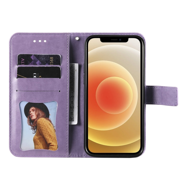 7-petal Flowers Embossing Pattern Horizontal Flip PU Leather Case with Holder & Card Slots & Wallet & Photo Frame, For OPPO Reno5 Pro+ / Find X3 Neo