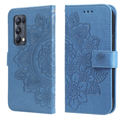 7-petal Flowers Embossing Pattern Horizontal Flip PU Leather Case with Holder & Card Slots & Wallet & Photo Frame, For OPPO Reno5 Pro+ / Find X3 Neo