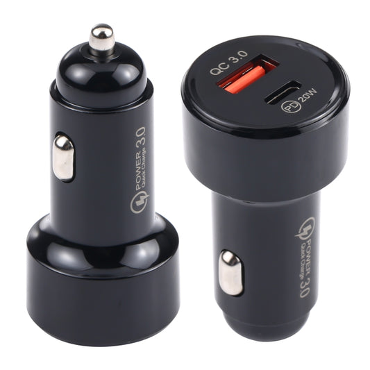 LZ-201 PD 20W USB-C / Type-C + QC 3.0 USB Mini Chargeur de Voiture Rapide