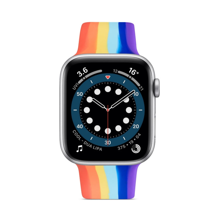Bracelet de montre en silicone arc-en-ciel pour Apple Watch Series, 7 45mm / 6 & SE & 5 & 4 44mm / 3 & 2 & 1 42mm, 7 41mm / 6 & SE & 5 & 4 40mm / 3 & 2 & 1 38mm