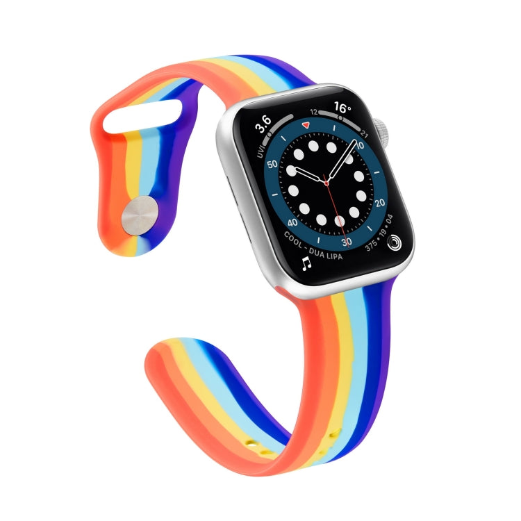 Bracelet de montre en silicone arc-en-ciel pour Apple Watch Series, 7 45mm / 6 & SE & 5 & 4 44mm / 3 & 2 & 1 42mm, 7 41mm / 6 & SE & 5 & 4 40mm / 3 & 2 & 1 38mm