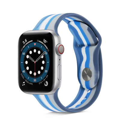 Bracelet de montre en silicone arc-en-ciel pour Apple Watch Series, 7 45mm / 6 & SE & 5 & 4 44mm / 3 & 2 & 1 42mm, 7 41mm / 6 & SE & 5 & 4 40mm / 3 & 2 & 1 38mm