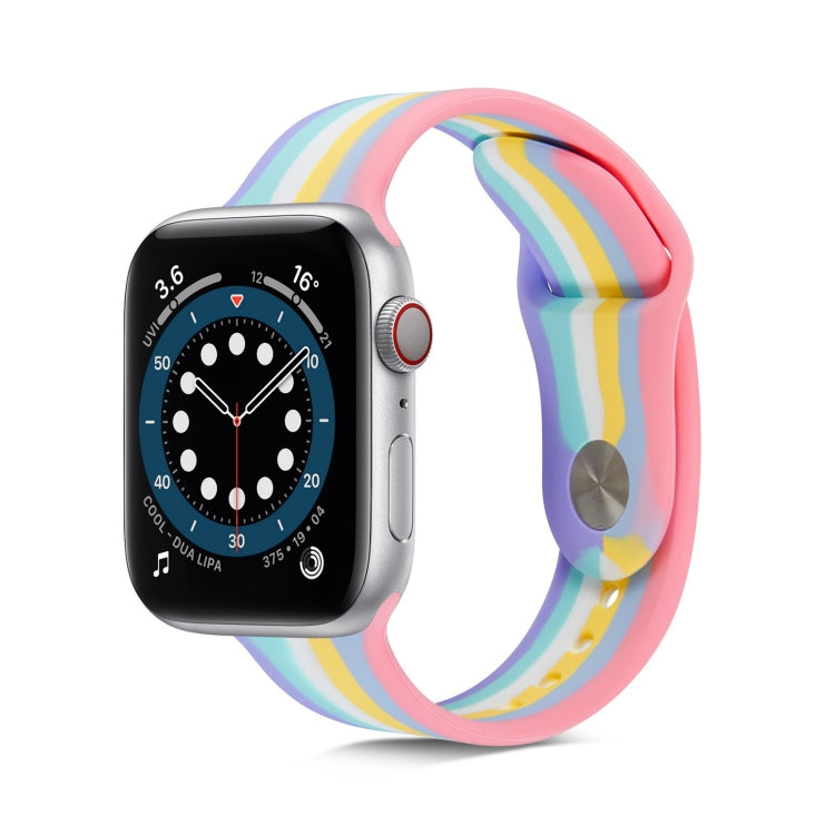 Bracelet de montre en silicone arc-en-ciel pour Apple Watch Series, 7 45mm / 6 & SE & 5 & 4 44mm / 3 & 2 & 1 42mm, 7 41mm / 6 & SE & 5 & 4 40mm / 3 & 2 & 1 38mm