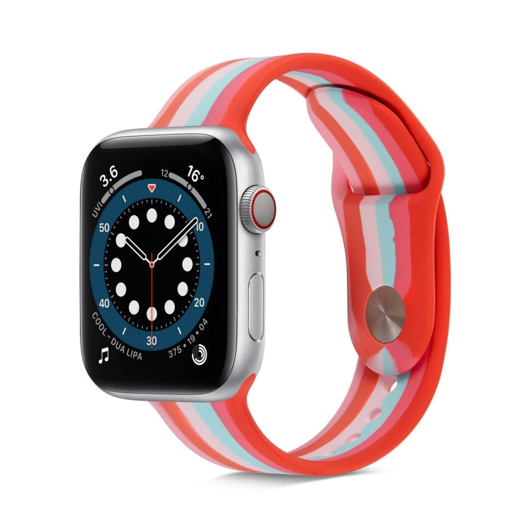 Bracelet de montre en silicone arc-en-ciel pour Apple Watch Series, 7 45mm / 6 & SE & 5 & 4 44mm / 3 & 2 & 1 42mm, 7 41mm / 6 & SE & 5 & 4 40mm / 3 & 2 & 1 38mm