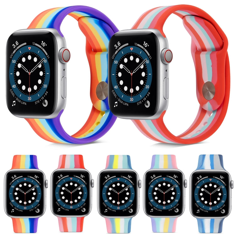 Bracelet de montre en silicone arc-en-ciel pour Apple Watch Series, 7 45mm / 6 & SE & 5 & 4 44mm / 3 & 2 & 1 42mm, 7 41mm / 6 & SE & 5 & 4 40mm / 3 & 2 & 1 38mm