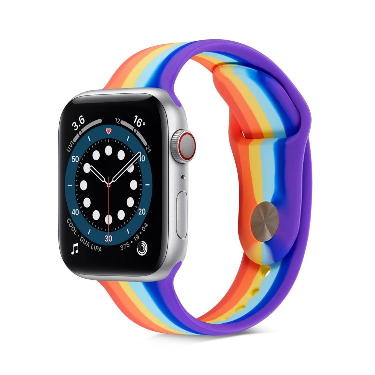 Bracelet de montre en silicone arc-en-ciel pour Apple Watch Series, 7 45mm / 6 & SE & 5 & 4 44mm / 3 & 2 & 1 42mm, 7 41mm / 6 & SE & 5 & 4 40mm / 3 & 2 & 1 38mm
