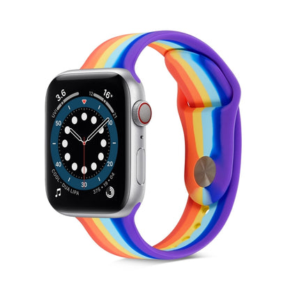 Bracelet de montre en silicone arc-en-ciel pour Apple Watch Series, 7 45mm / 6 & SE & 5 & 4 44mm / 3 & 2 & 1 42mm, 7 41mm / 6 & SE & 5 & 4 40mm / 3 & 2 & 1 38mm