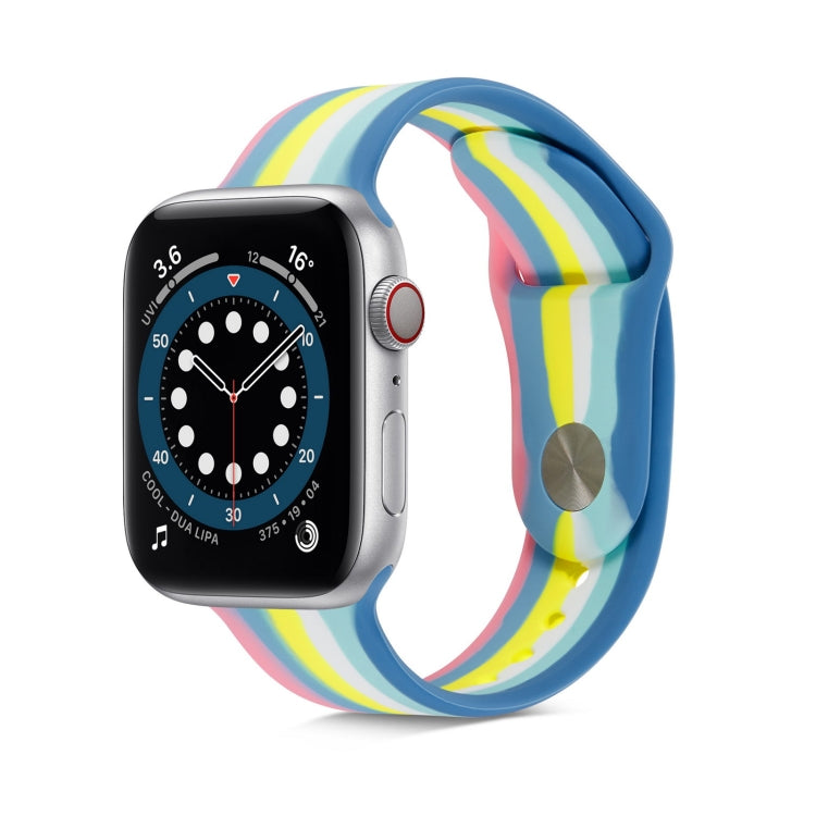 Bracelet de montre en silicone arc-en-ciel pour Apple Watch Series, 7 45mm / 6 & SE & 5 & 4 44mm / 3 & 2 & 1 42mm, 7 41mm / 6 & SE & 5 & 4 40mm / 3 & 2 & 1 38mm