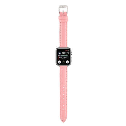 14mm Slim Genuine Leather Strap Watchband For Apple Watch Series, 7 45mm / 6 & SE & 5 & 4 44mm / 3 & 2 & 1 42mm, 7 41mm / 6 & SE & 5 & 4 40mm / 3 & 2 & 1 38mm