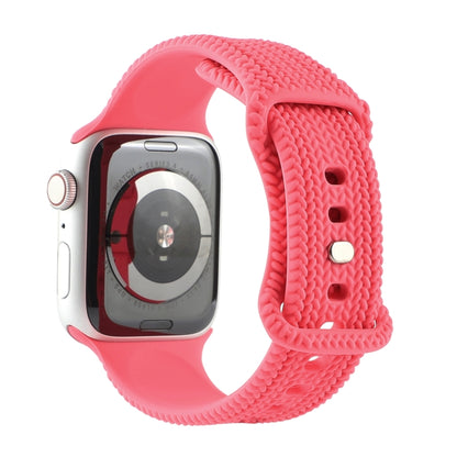 Woven Pattern Figure 8 Buckle Silicone Strap Watchband For Apple Watch Series, 7 45mm / 6 & SE & 5 & 4 44mm / 3 & 2 & 1 42mm, 7 41mm / 6 & SE & 5 & 4 40mm / 3 & 2 & 1 38mm