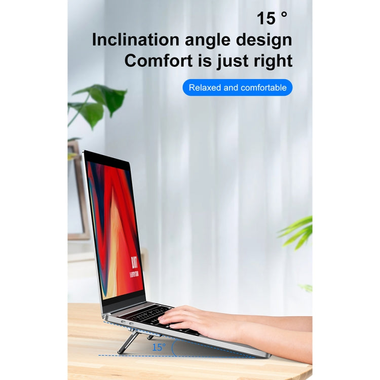 2 PCS R-JUST HZ07 Universal Stickable Shield Shape Aluminum Alloy Laptop Foldable Stand, HZ07 Gray
