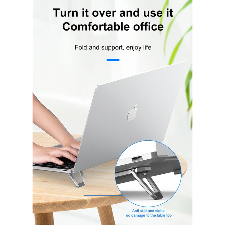 2 PCS R-JUST HZ07 Universal Stickable Shield Shape Aluminum Alloy Laptop Foldable Stand, HZ07 Gray