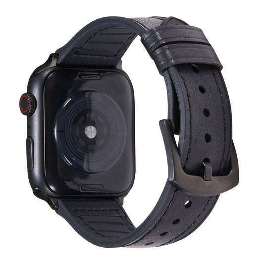 Crazy Horse Texture Leather Replacement Watchbands For Apple Watch Series, 7 45mm / 6 & SE & 5 & 4 44mm / 3 & 2 & 1 42mm, 7 41mm / 6 & SE & 5 & 4 40mm / 3 & 2 & 1 38mm