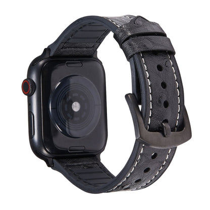Ostrich Texture Leather Replacement Watchbands For Apple Watch Series, 7 45mm / 6 & SE & 5 & 4 44mm / 3 & 2 & 1 42mm, 7 41mm / 6 & SE & 5 & 4 40mm / 3 & 2 & 1 38mm