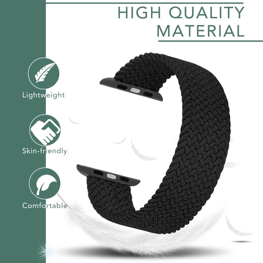 Metal Head Braided Nylon Solid Color Replacement Strap Watchband For Apple Watch Series 6 & SE & 5 & 4 44mm / 3 & 2 & 1 42mm, XS 135mm, S 145mm, M 155mm, L 165mm