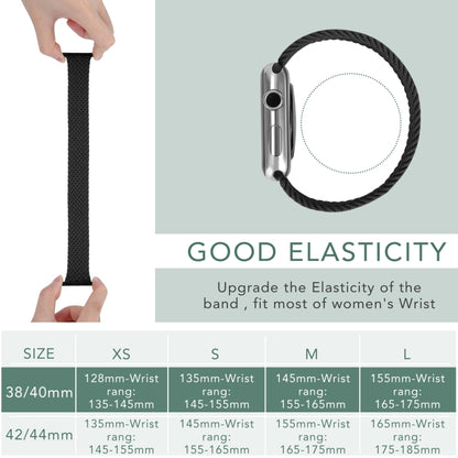 Metal Head Braided Nylon Solid Color Replacement Strap Watchband For Apple Watch Series 6 & SE & 5 & 4 44mm / 3 & 2 & 1 42mm, XS 135mm, S 145mm, M 155mm, L 165mm
