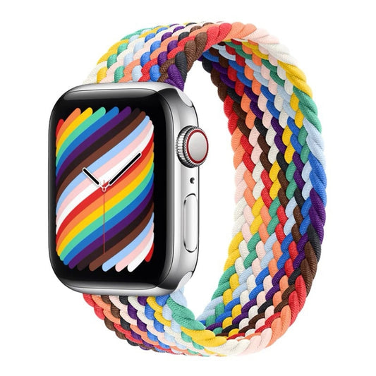 Rainbow Braided Single Loop Replacement Watchbands, Size: L 165mm For Apple Watch Series 6 & SE & 5 & 4 44mm / 3 & 2 & 1 42mm, L 165mm 44mm / 42mm